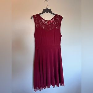 Dresms Wine Red Cocktail Dress - Size Medium - Fits Like a Large - Lace Detail